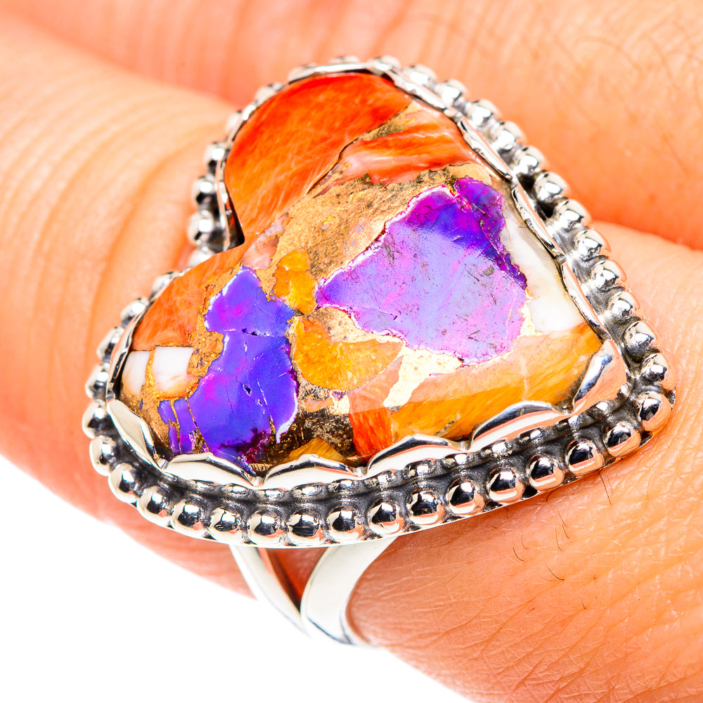 Purple Spiny Oyster Turquoise Rings handcrafted by Ana Silver Co - RING87734