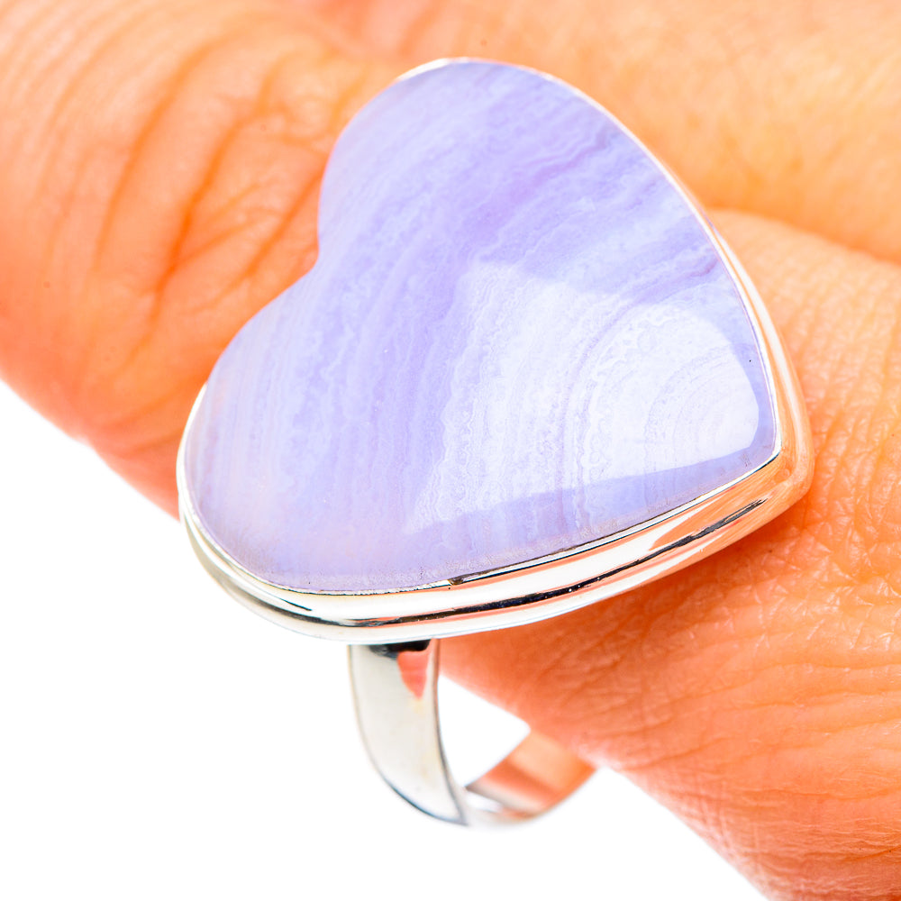 Blue Lace Agate Rings handcrafted by Ana Silver Co - RING87742