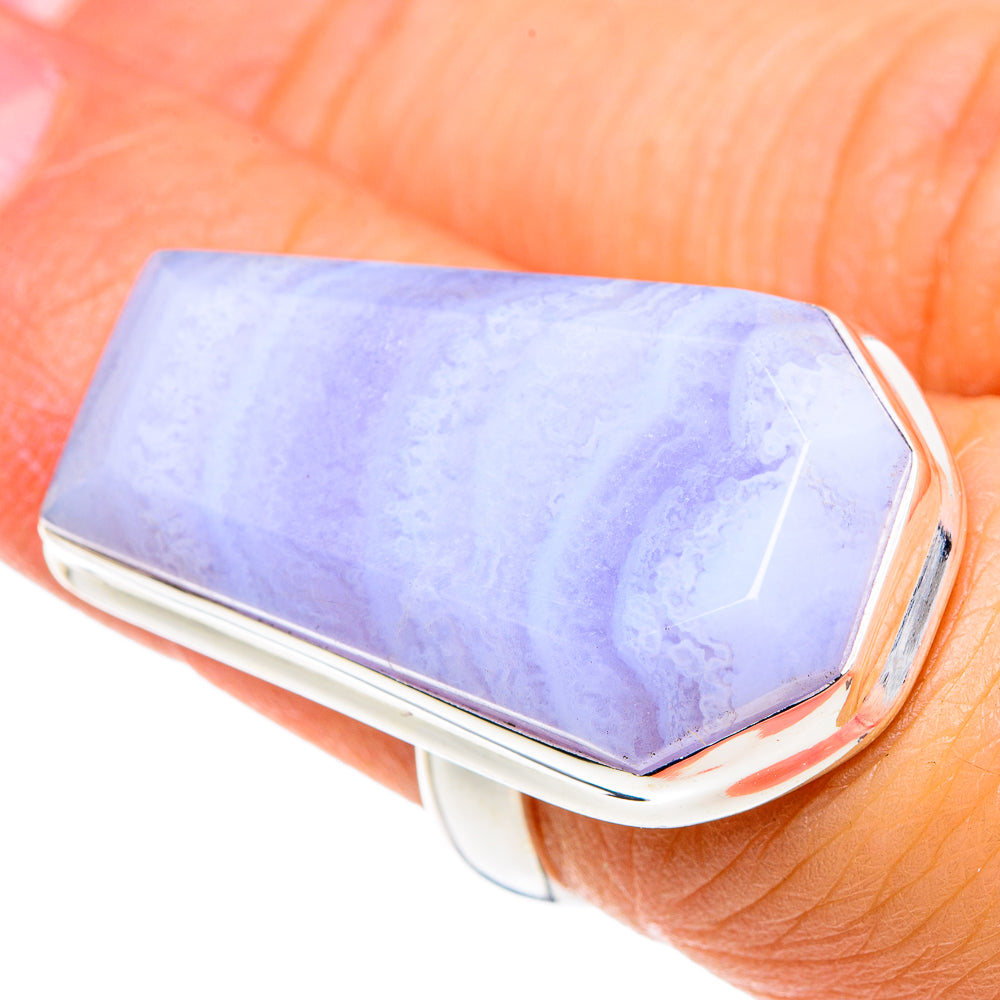Blue Lace Agate Rings handcrafted by Ana Silver Co - RING87743