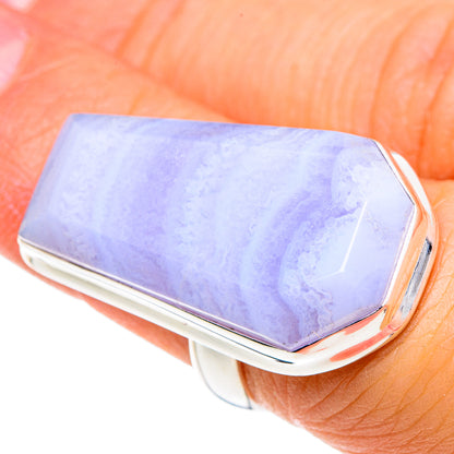 Blue Lace Agate Rings handcrafted by Ana Silver Co - RING87743