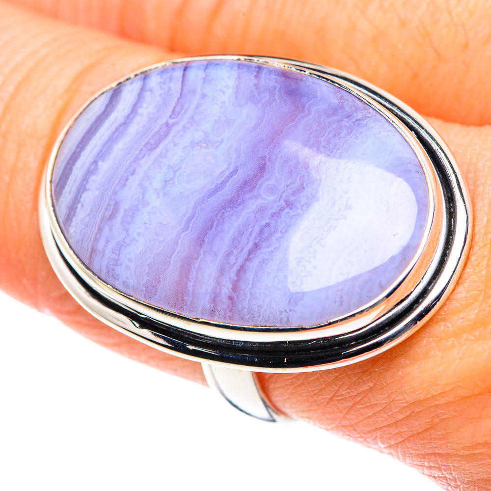 Blue Lace Agate Rings handcrafted by Ana Silver Co - RING87744