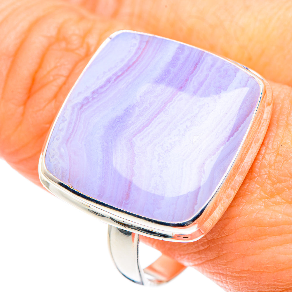 Blue Lace Agate Rings handcrafted by Ana Silver Co - RING87746