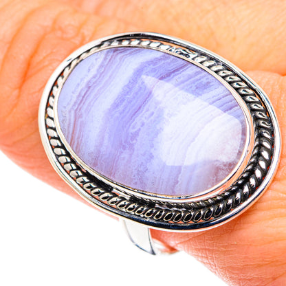 Blue Lace Agate Rings handcrafted by Ana Silver Co - RING87776