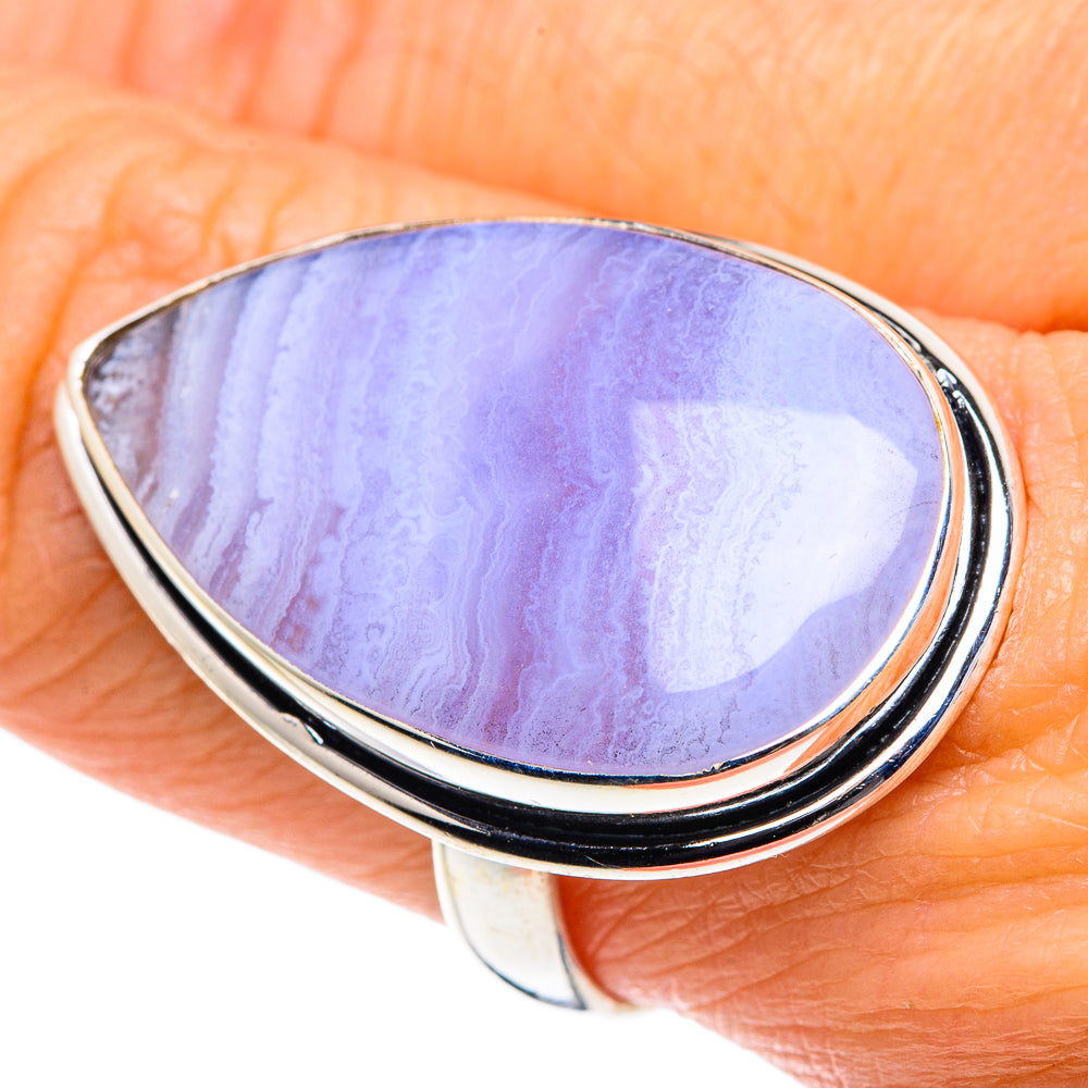 Blue Lace Agate Rings handcrafted by Ana Silver Co - RING87777