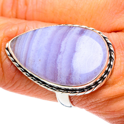 Blue Lace Agate Rings handcrafted by Ana Silver Co - RING87803