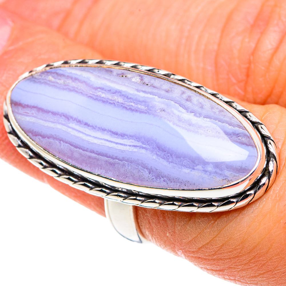 Blue Lace Agate Rings handcrafted by Ana Silver Co - RING87804