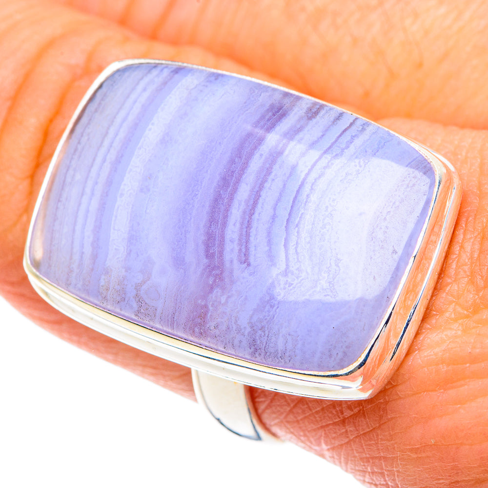 Blue Lace Agate Rings handcrafted by Ana Silver Co - RING87805