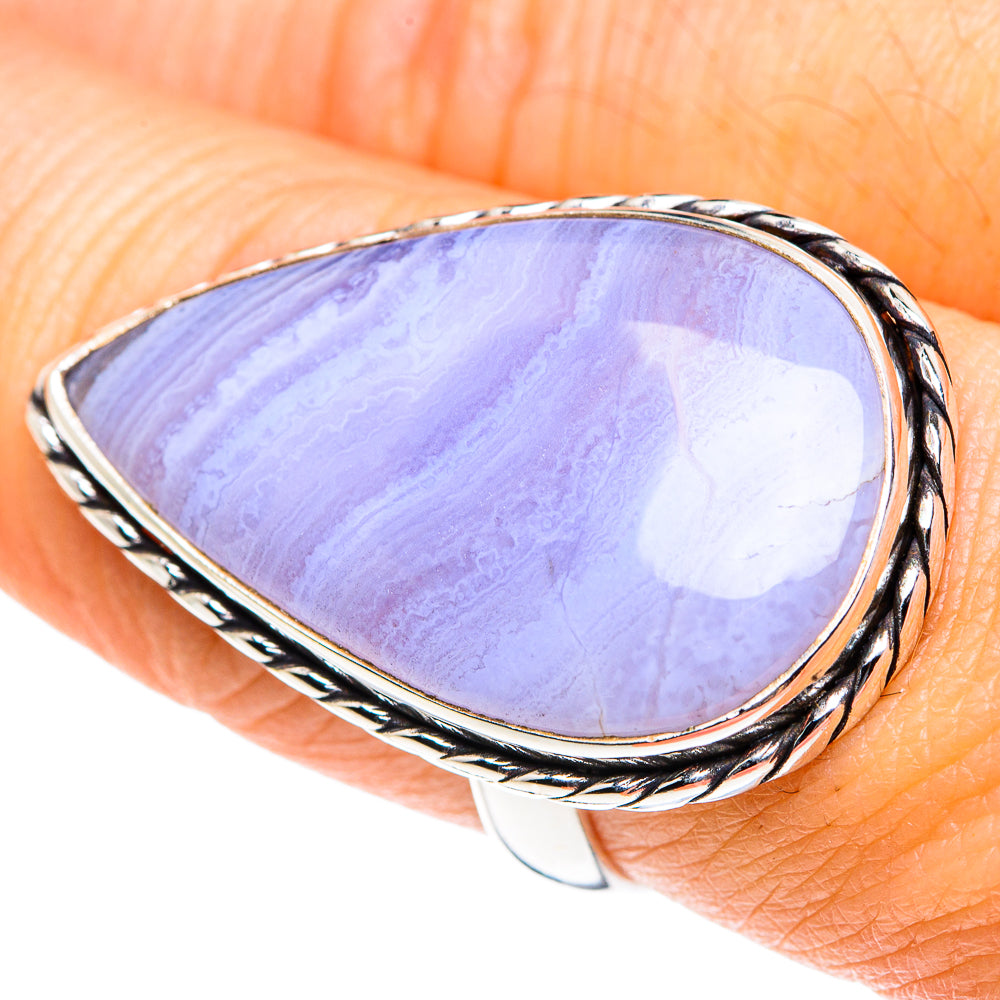 Blue Lace Agate Rings handcrafted by Ana Silver Co - RING87813