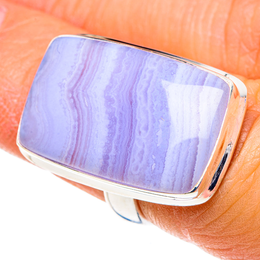 Blue Lace Agate Rings handcrafted by Ana Silver Co - RING87814