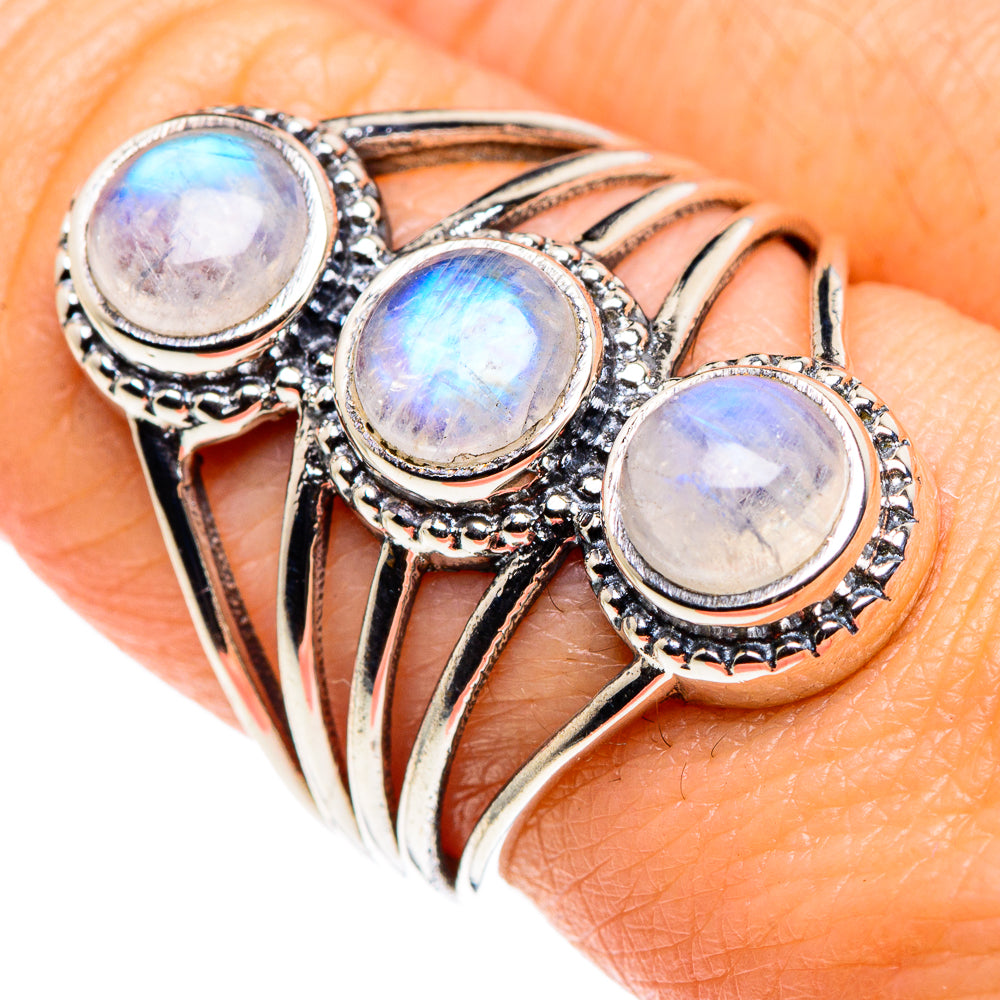 Rainbow Moonstone Rings handcrafted by Ana Silver Co - RING87844