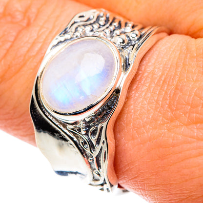 Rainbow Moonstone Rings handcrafted by Ana Silver Co - RING87863