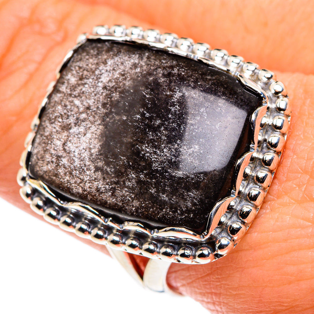 Gold Sheen Obsidian Rings handcrafted by Ana Silver Co - RING87873