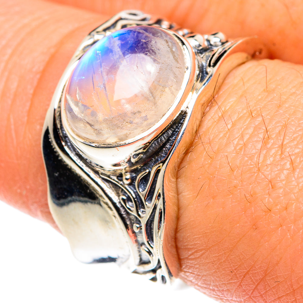 Rainbow Moonstone Rings handcrafted by Ana Silver Co - RING87881