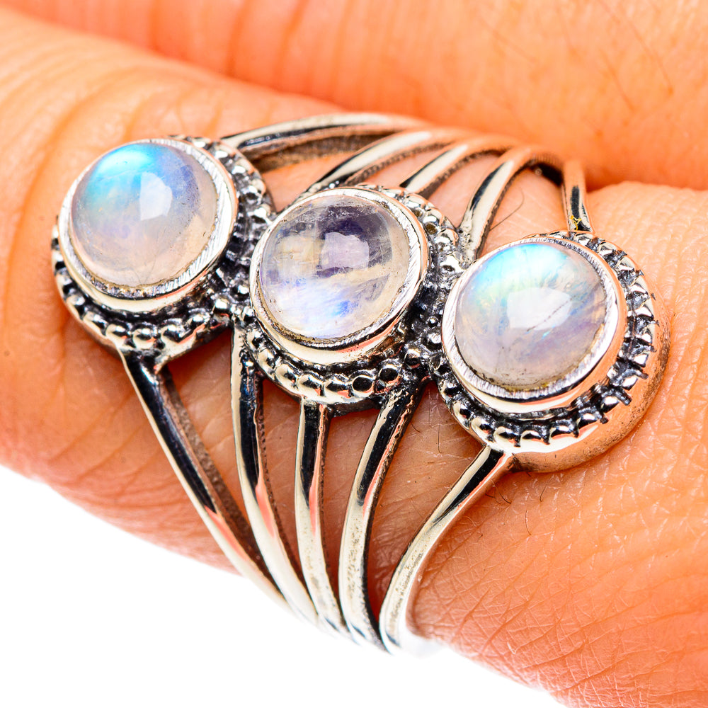 Rainbow Moonstone Rings handcrafted by Ana Silver Co - RING87895