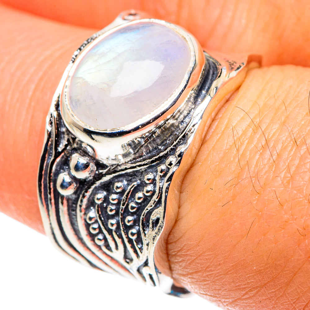 Rainbow Moonstone Rings handcrafted by Ana Silver Co - RING87896