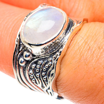 Rainbow Moonstone Rings handcrafted by Ana Silver Co - RING87896