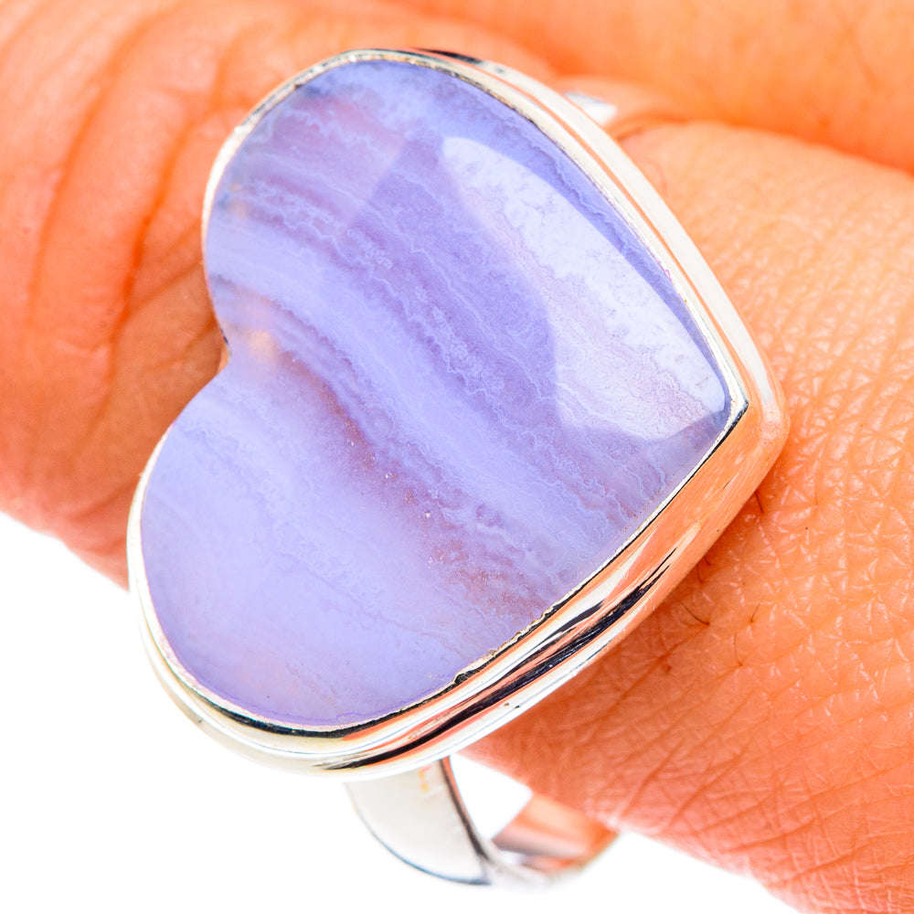 Blue Lace Agate Rings handcrafted by Ana Silver Co - RING87911