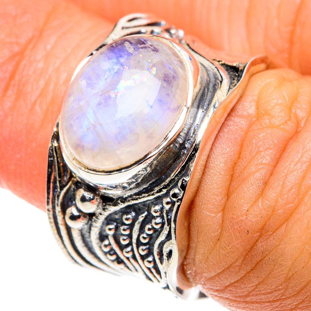 Rainbow Moonstone Rings handcrafted by Ana Silver Co - RING87912