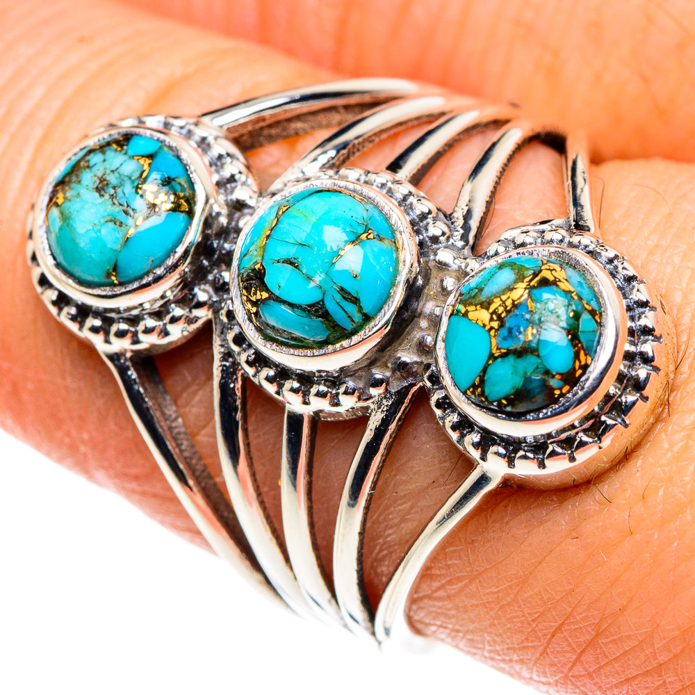 Blue Copper Composite Turquoise Rings handcrafted by Ana Silver Co - RING87939