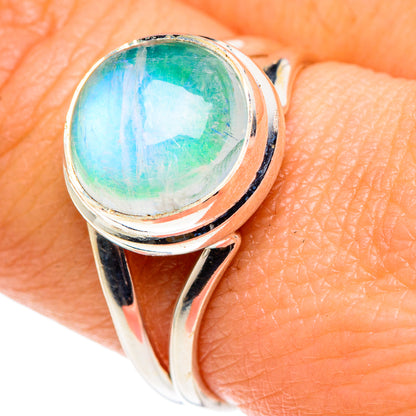 Green Moonstone Rings handcrafted by Ana Silver Co - RING87976