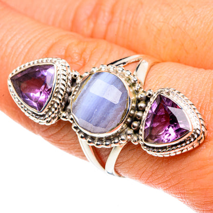Blue Lace Agate Rings handcrafted by Ana Silver Co - RING88050
