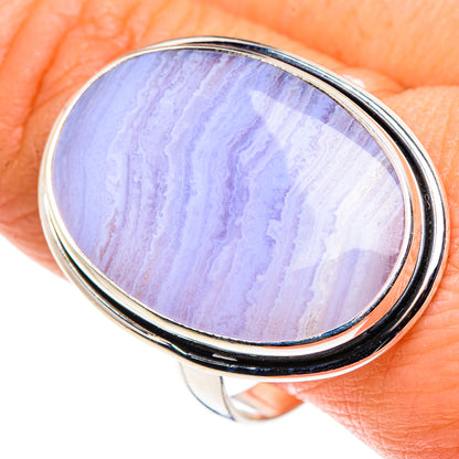 Blue Lace Agate Rings handcrafted by Ana Silver Co - RING88051