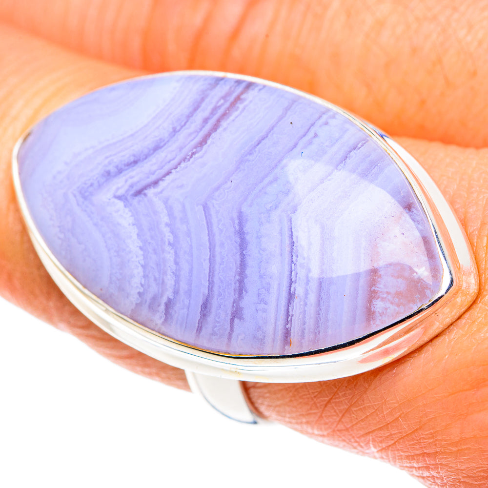 Blue Lace Agate Rings handcrafted by Ana Silver Co - RING88053