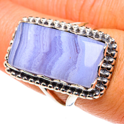 Blue Lace Agate Rings handcrafted by Ana Silver Co - RING88055