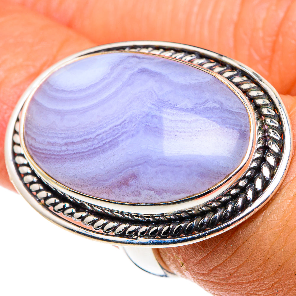 Blue Lace Agate Rings handcrafted by Ana Silver Co - RING88057