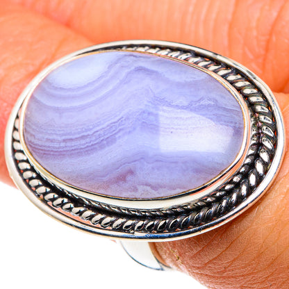 Blue Lace Agate Rings handcrafted by Ana Silver Co - RING88057