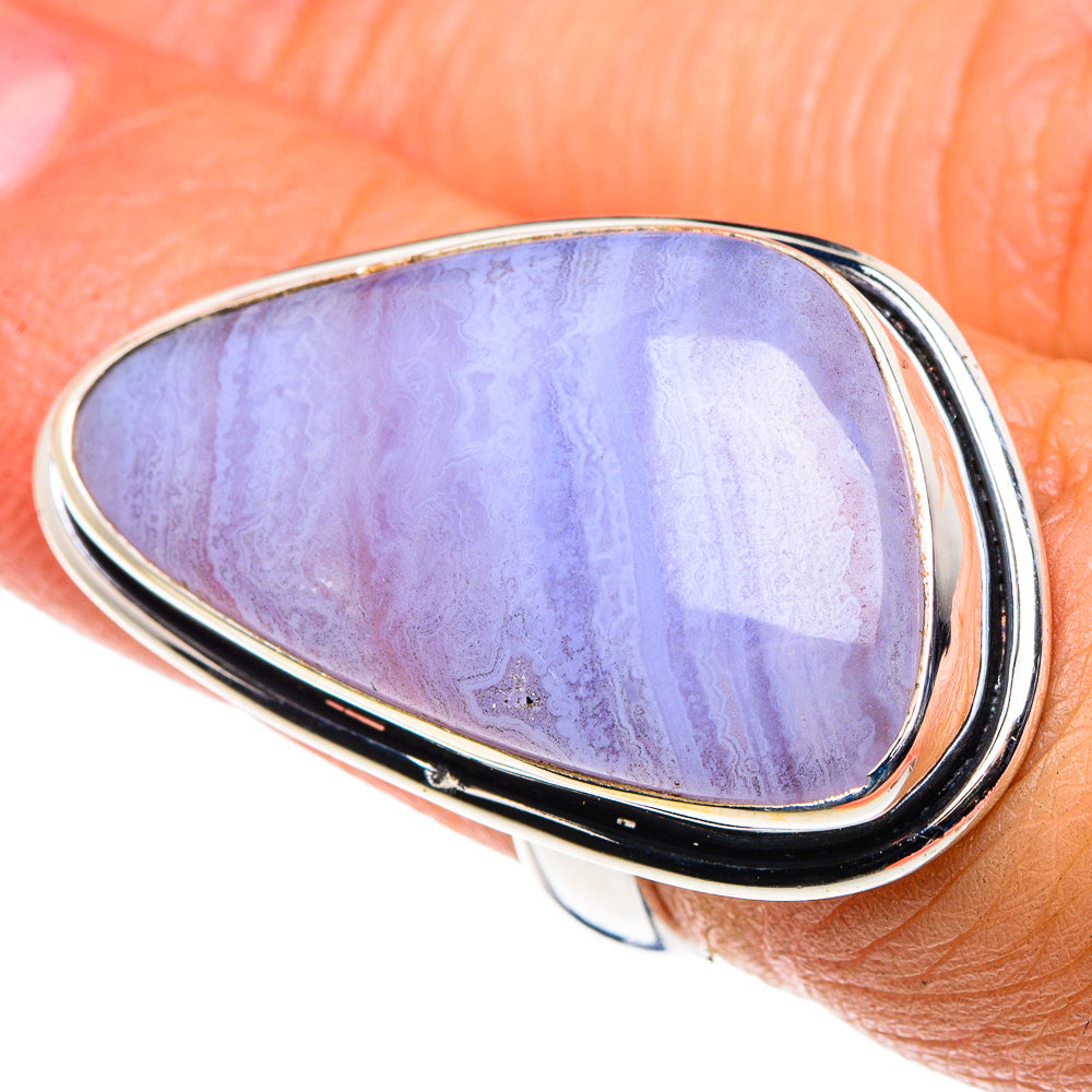Blue Lace Agate Rings handcrafted by Ana Silver Co - RING88058
