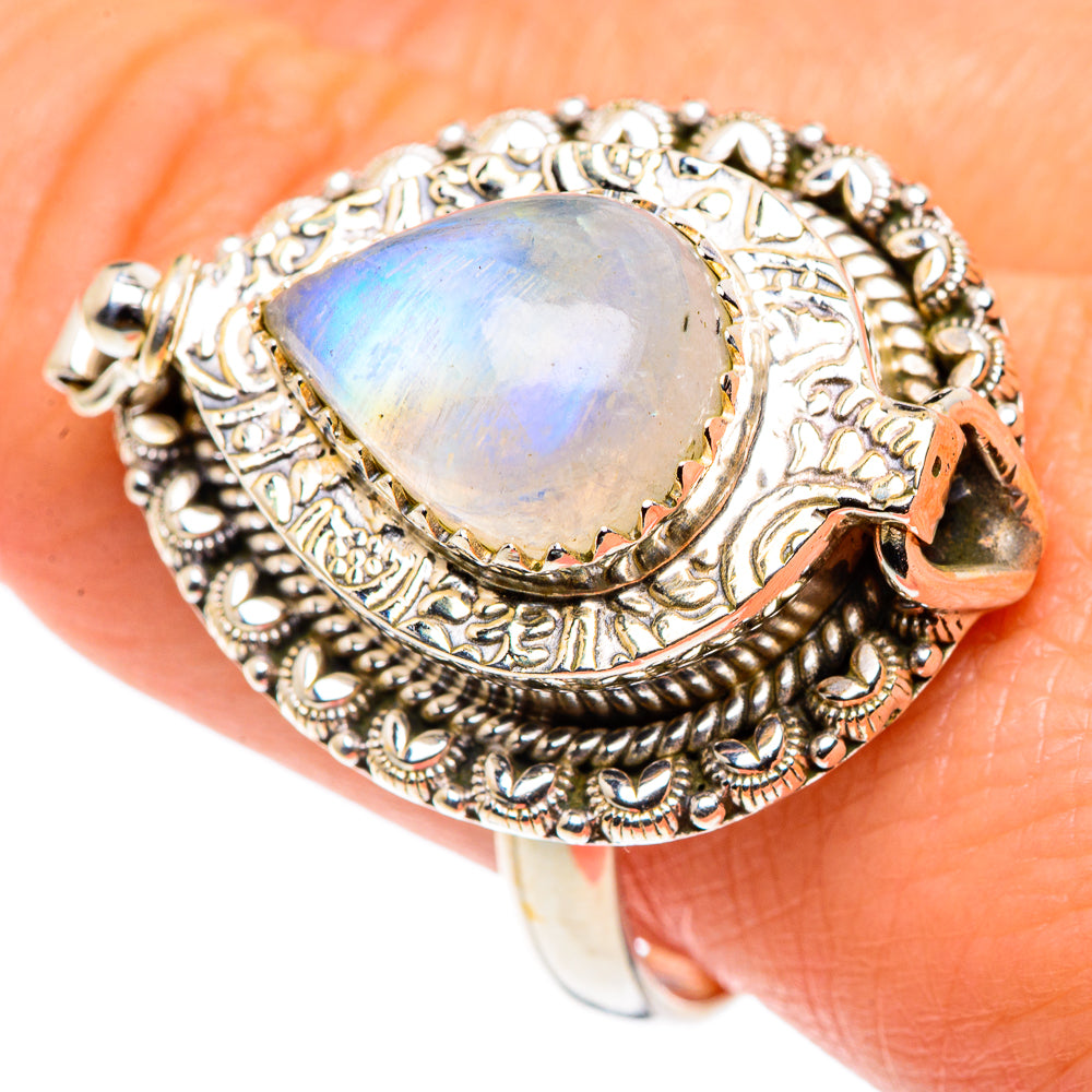Rainbow Moonstone Rings handcrafted by Ana Silver Co - RING88086