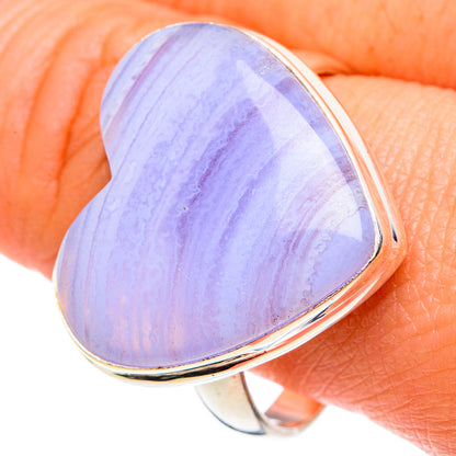 Blue Lace Agate Rings handcrafted by Ana Silver Co - RING88088