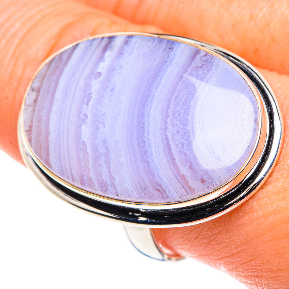 Blue Lace Agate Rings handcrafted by Ana Silver Co - RING88090