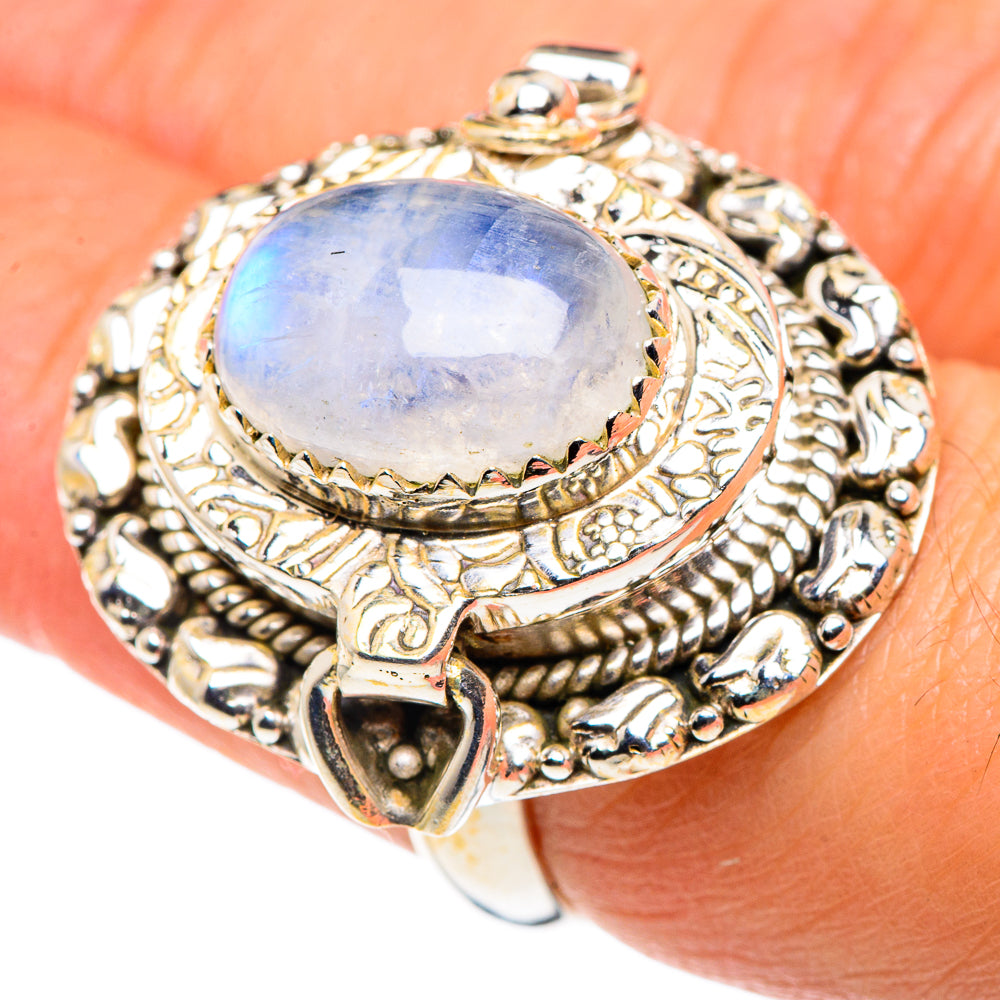 Rainbow Moonstone Rings handcrafted by Ana Silver Co - RING88111
