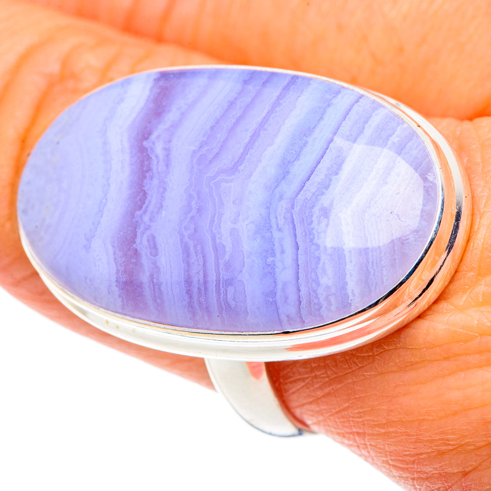 Blue Lace Agate Rings handcrafted by Ana Silver Co - RING88113