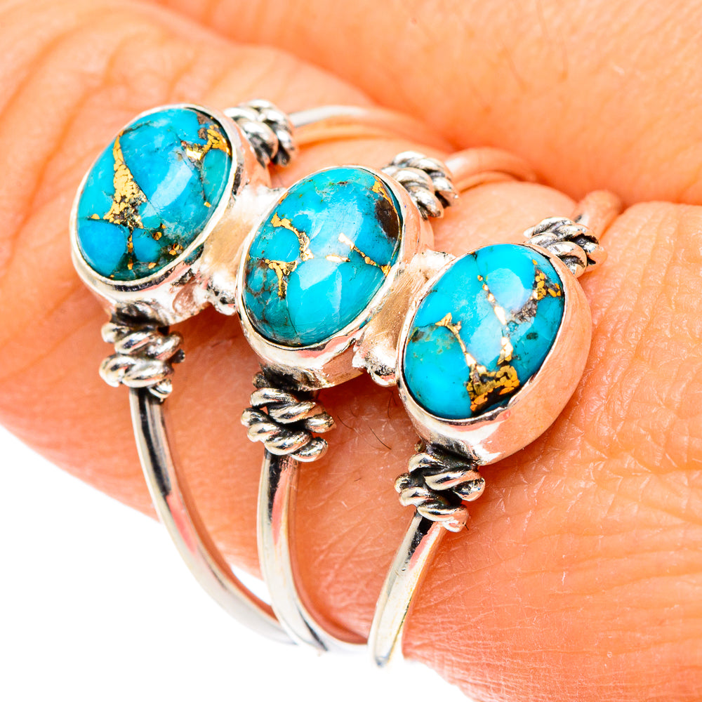 Blue Copper Composite Turquoise Rings handcrafted by Ana Silver Co - RING88134