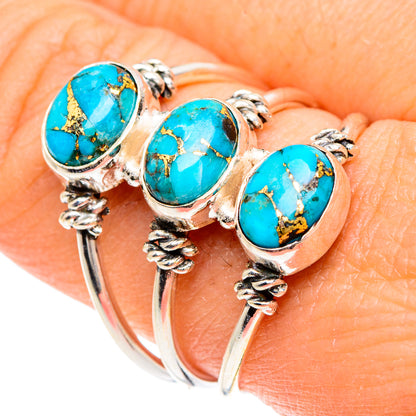 Blue Copper Composite Turquoise Rings handcrafted by Ana Silver Co - RING88134