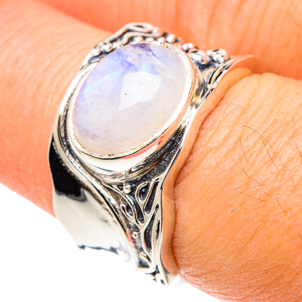 Rainbow Moonstone Rings handcrafted by Ana Silver Co - RING88157