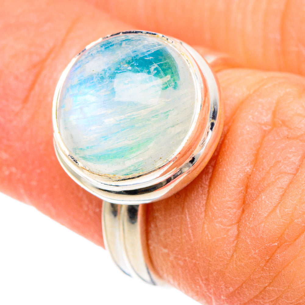 Rainbow Moonstone Rings handcrafted by Ana Silver Co - RING88171
