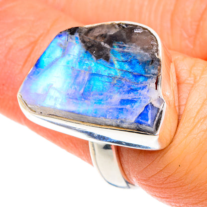Rainbow Moonstone Rings handcrafted by Ana Silver Co - RING88188