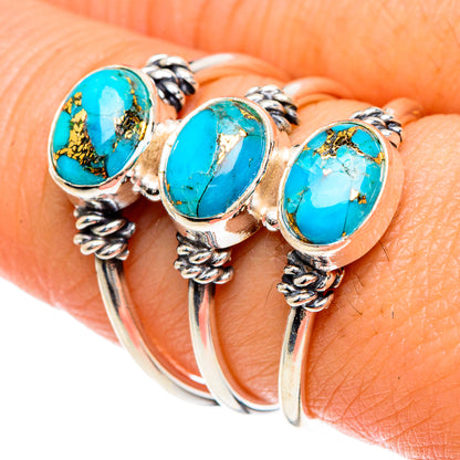 Blue Copper Composite Turquoise Rings handcrafted by Ana Silver Co - RING88232