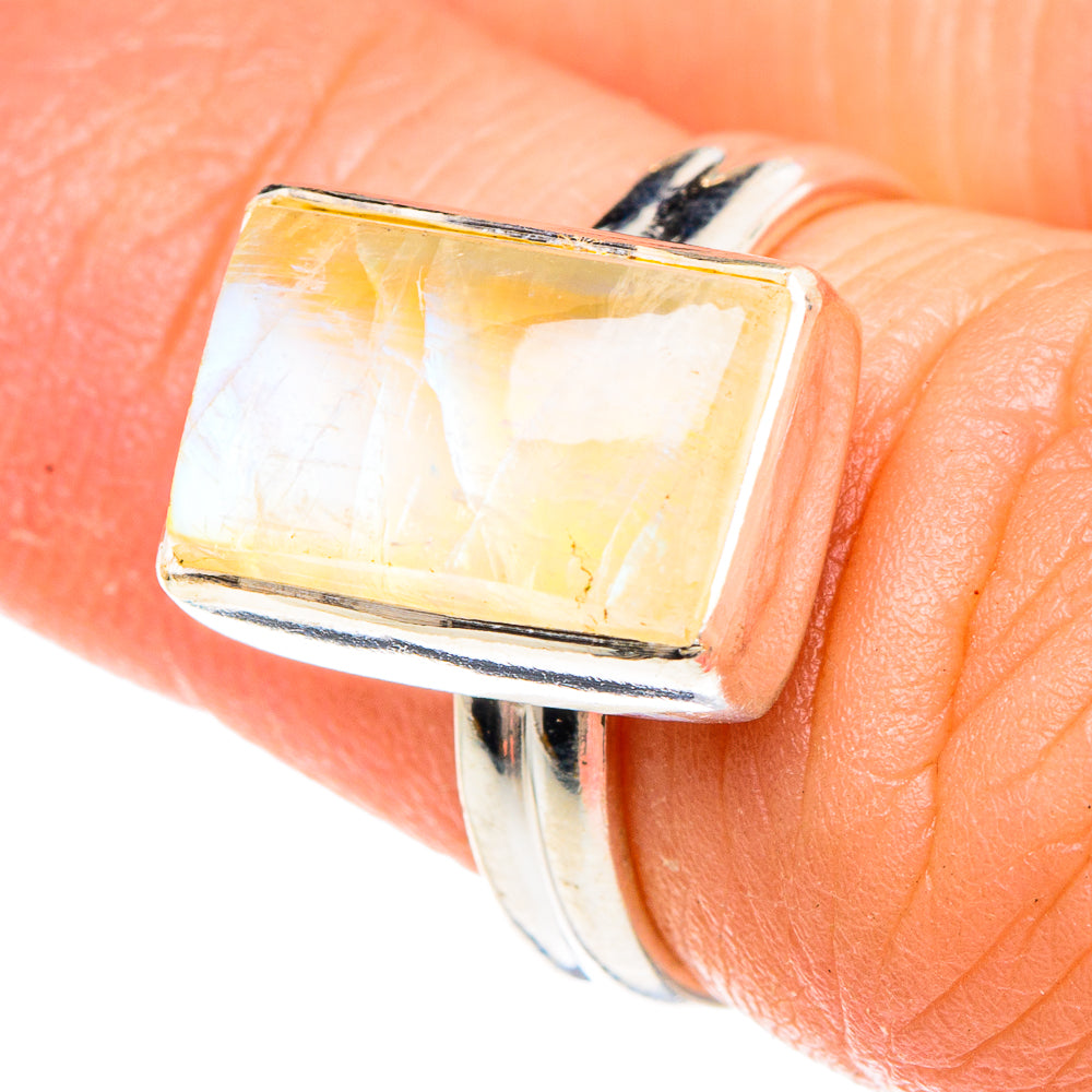 Yellow Moonstone Rings handcrafted by Ana Silver Co - RING88252