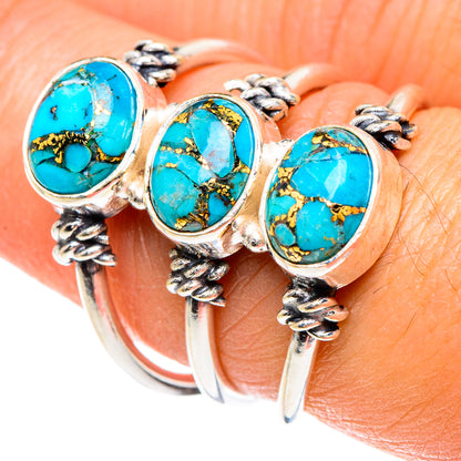 Blue Copper Composite Turquoise Rings handcrafted by Ana Silver Co - RING88290
