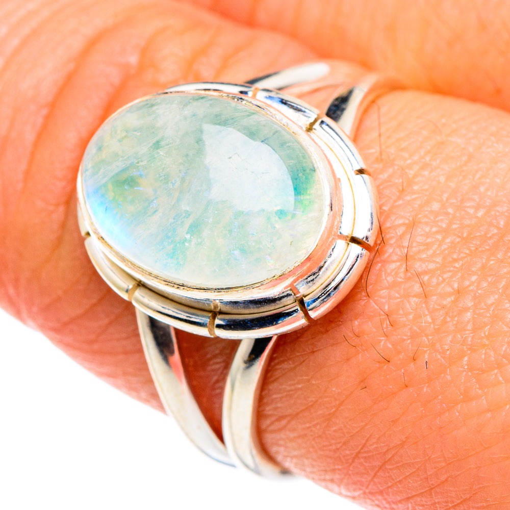 Rainbow Moonstone Rings handcrafted by Ana Silver Co - RING88293