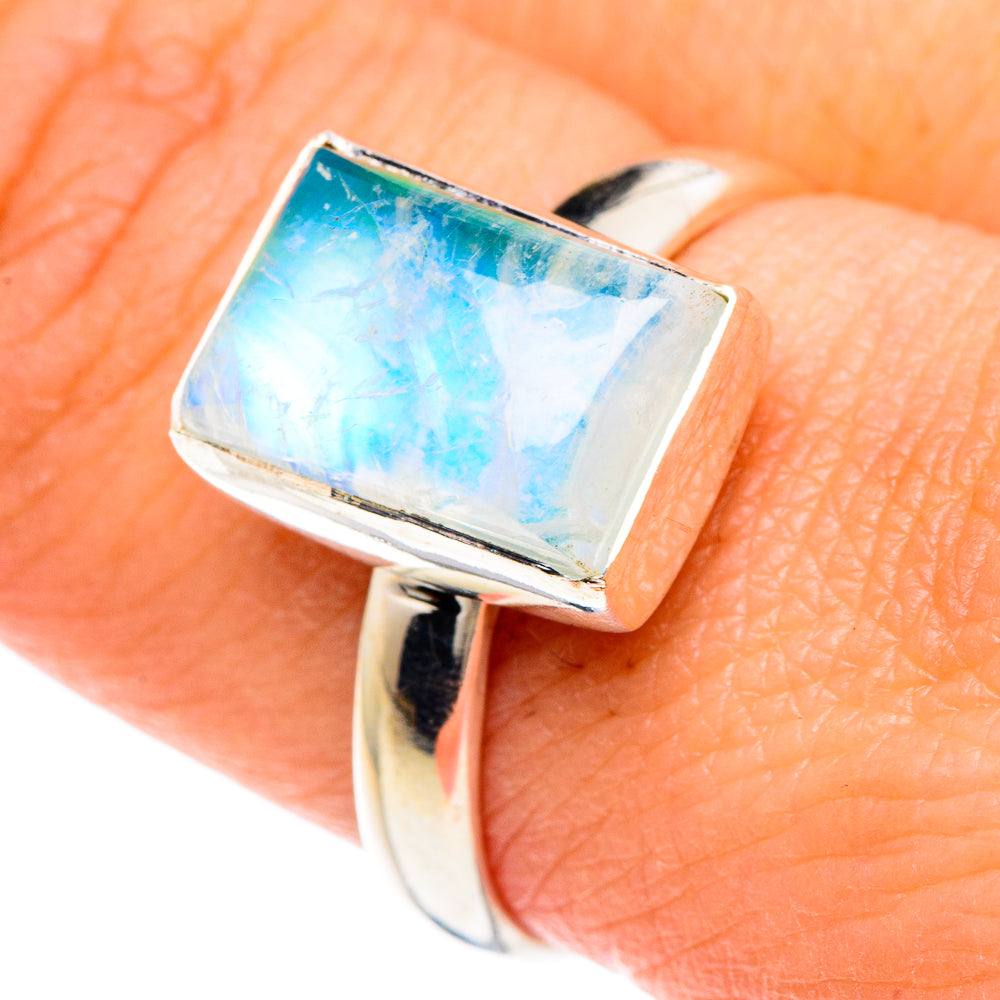 Rainbow Moonstone Rings handcrafted by Ana Silver Co - RING88367