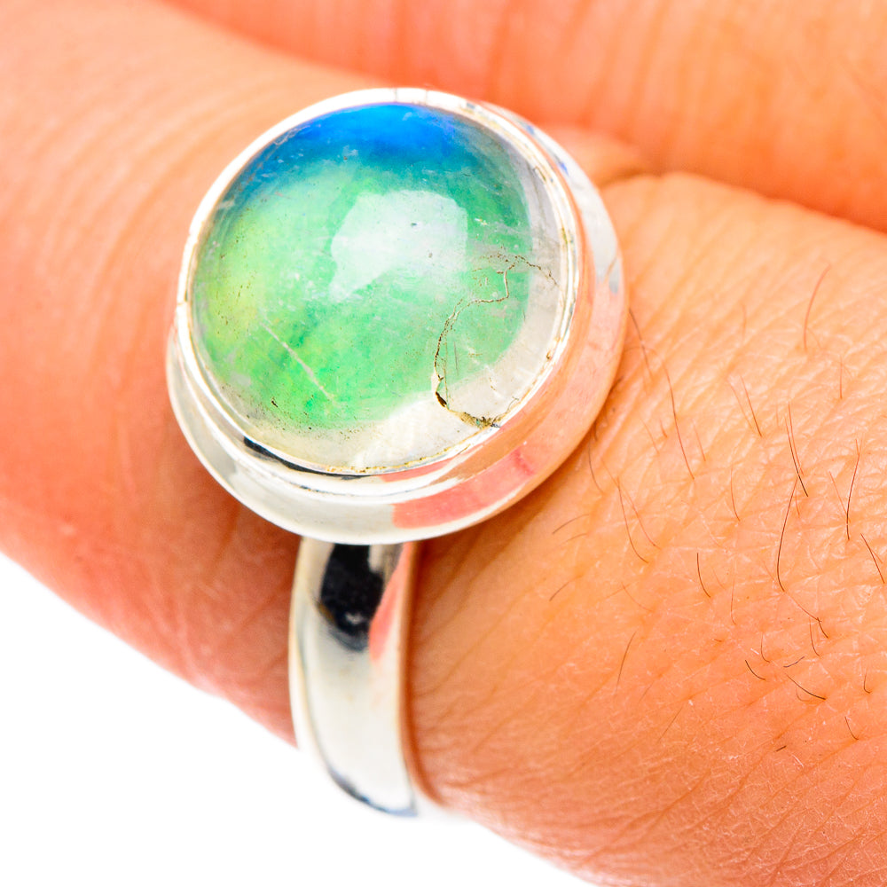Green Moonstone Rings handcrafted by Ana Silver Co - RING88369