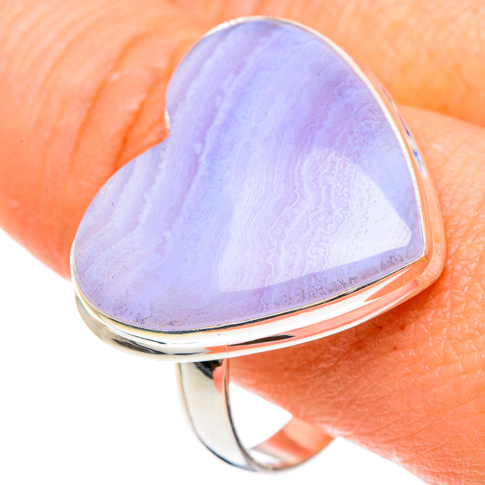 Blue Lace Agate Rings handcrafted by Ana Silver Co - RING88405