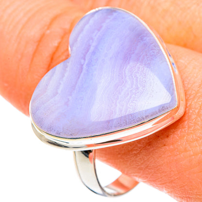 Blue Lace Agate Rings handcrafted by Ana Silver Co - RING88405