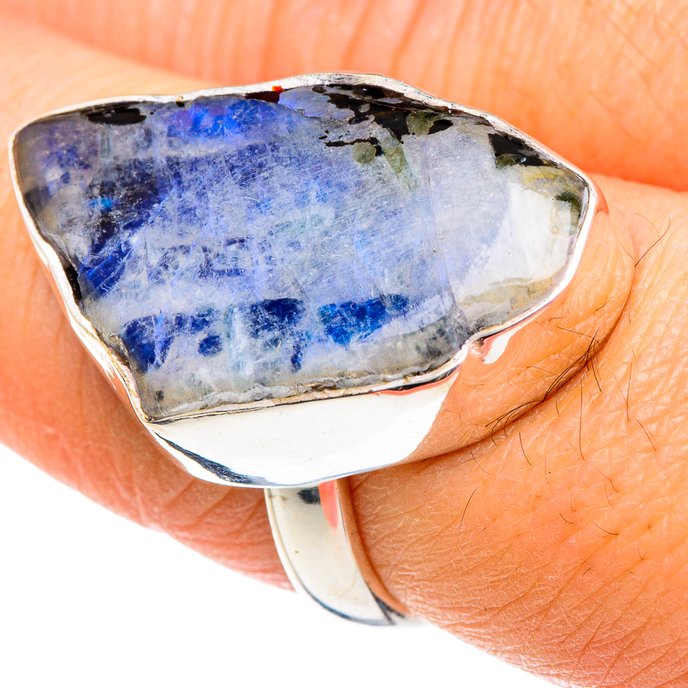 Rainbow Moonstone Rings handcrafted by Ana Silver Co - RING88406